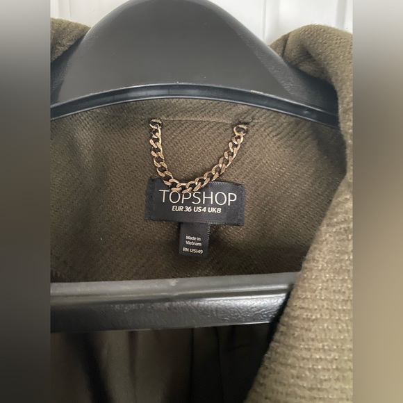 TopShop Olive Green Peacoat - Picture 3 of 3